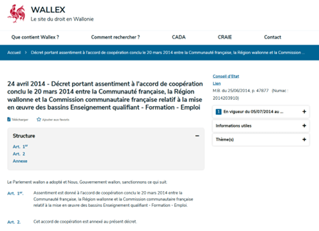 capture d'écran du site Wallex